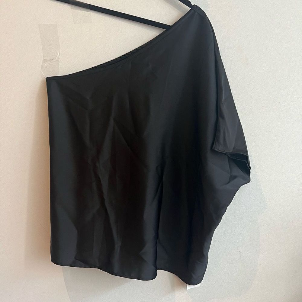 NWT Milholl Black Boxy One Shoulder Top One Size